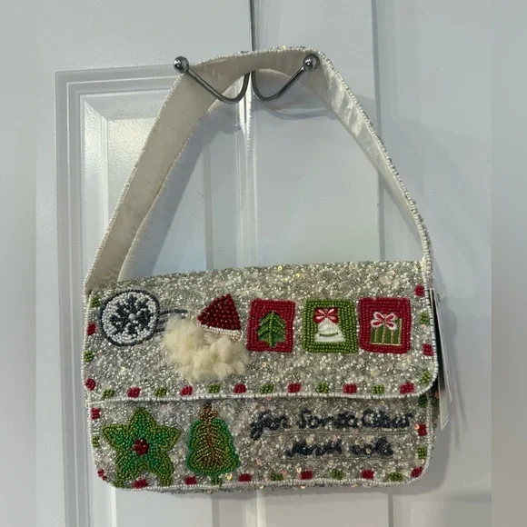 MADE IN INDIA Christmas beaded Shoulder Bag NWT - Picture 3 of 12